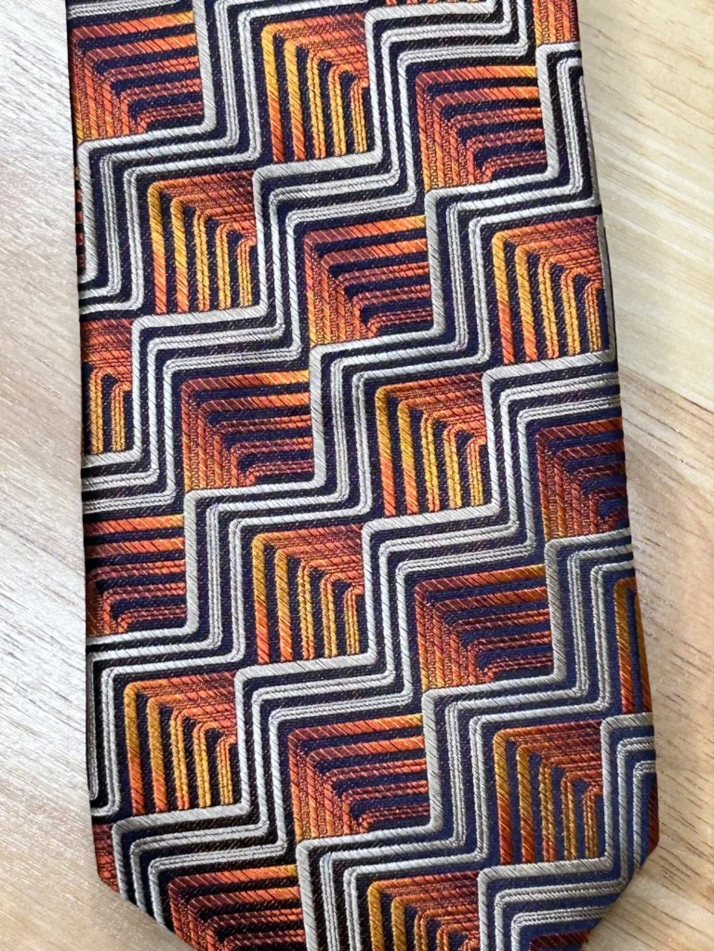 Jhane Barnes Handmade 100% Silk Woven Tie Multicolor Geometric